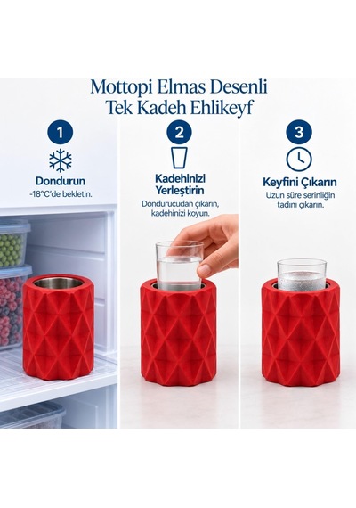 Ehlikeyf Elmas Desenli,1 Kadeh Yuvalı,metal İç Hazneli,termojelli Soğutucu Mermer Renk Diğer
