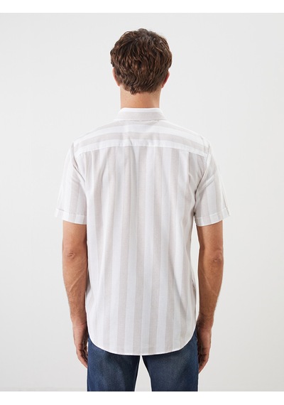 Lcwaıkıkı Classic Bej Regular Fit Armürlü Cepli Erkek Gömlek