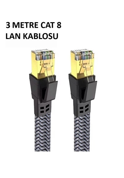 Cat 8 Lan Kablosu Ethernet Kablosu Örgü Kaplama, Yüksek Hızlı 3 Metre Çok Renkli