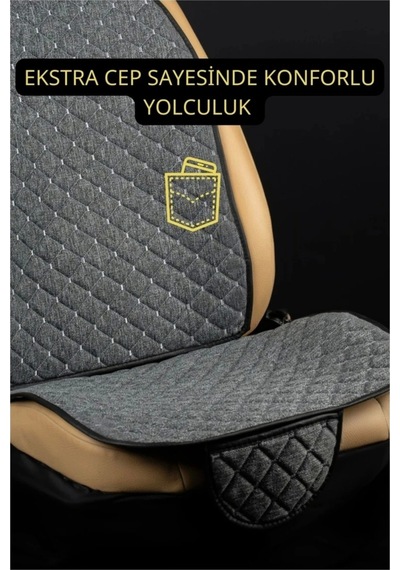 Chrysler-300 Terletmez Kaymaz Keten Oto Minder Kılıf Komple Set 7 Parça Gri 7