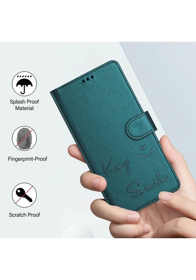 Nothing Phone 3 Uyumlu, Premium Pu Deri Kapaklı Cüzdan Kılıf Yeşil