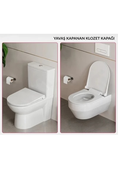 Nevora Klozet Kapağı Termoplastik Yavaş Kapanan Yarım Daire Formlu
