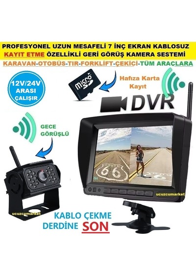Karavan Kamera Sistemi 7 İnç Ekran Kayıt Etme Özellikli Kablosuz Geri Görüş Kamera Sestemi