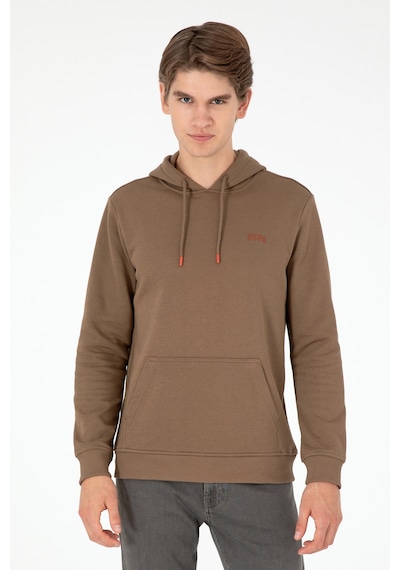 U.S. Polo Assn. Erkek Kapüşonlu Haki Basic Şardonlu Sweatshirt 50295176-VR027