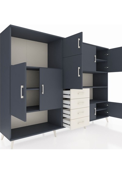 Hyperion Dolap 9 Raflı 4 Çekmeceli 8 Kapaklı 220x44x163 Antrasit- Antrasit-antrasit/aytaşı Hyperion Dolap 9 Raflı 4 Çekmeceli 8 Kapaklı 220x44x163 Antrasit- Antrasit-antrasit/aytaşı
