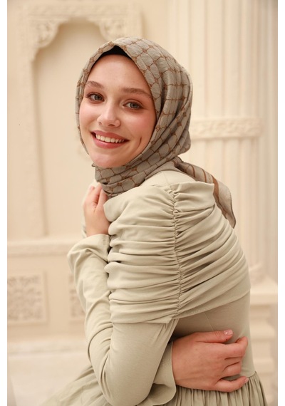 Silk Home Olinda Eşarp 48004-90 Gri, Çikolata Kahve