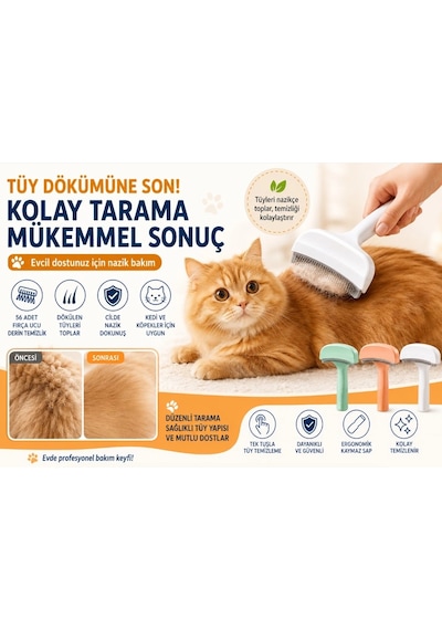 Mey İthalat Metal Uçlu Evcil Hayvan Tüy Toplama Tarağı
