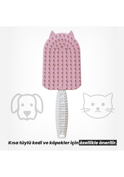 Silikon Tüy Toplayıcı Tarak, Kedi Tarağı, Kedi Fırçası, Evcil Hayvan Bakım Tarağı, Tüy Temizlem Pembe