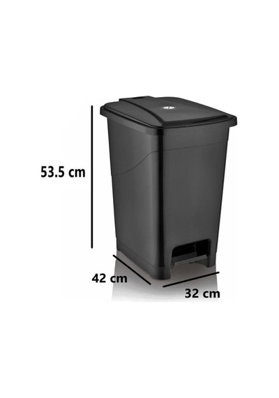 Srl-3030 Slim Pedallı Plastik Çöp Kovası İç Kovalı 40 Lt Siyah Çok Renkli