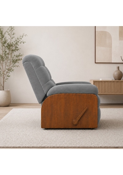 Smarto Relax Ticino Manuel Mekanizmalı Ayak Uzatmalı Ahşap Yan Panelli Polyester Tv Koltuğu Baba Koltuğu Gri
