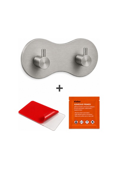 Oval İkili Modern Banyo Askılık 100 Mm Paslanmaz Çelik Delmeden Yapışkan Montaj Inox