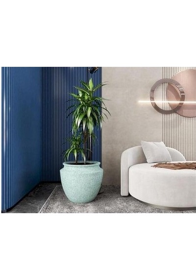 Nuano Consept Nora Serisi Yuvarlak Saksı Koyu Gri 45x42