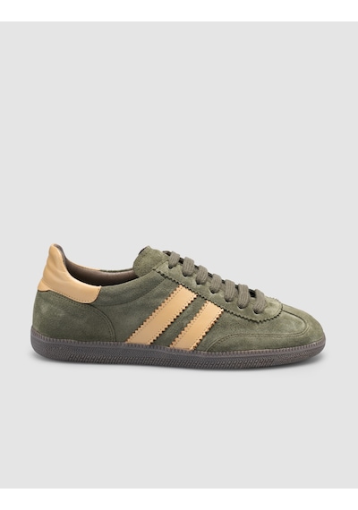 %100 Hakiki Deri Yeşil Süet Kadın Sneaker-yesıl Yeşil