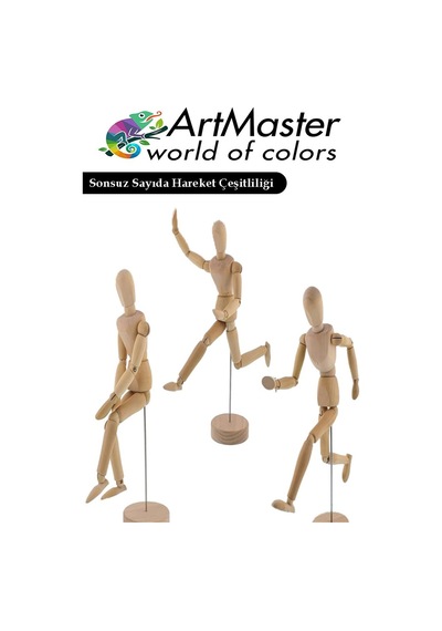 Hareketli İnsan Modeli Ahşap 30 Cm 1 Paket Kukla Stilist Ahşap Model İnsan Figürlü Manken Tahta Adam Resim Eğitimi