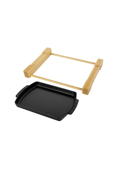 Staub Specialities Ahşap Altlıklı Döküm Servis Tabağı, Siyah Diğer