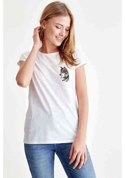 Watercolor Wolf Kadın Beyaz Tshirt (534817084)