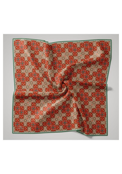 Silk Home Mozaik Desen Soft Pamuk Eşarp Mercan