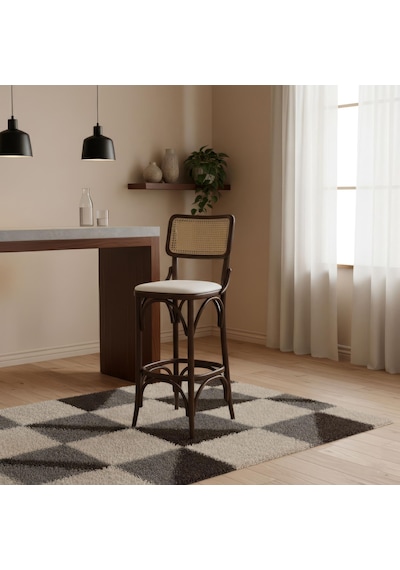 Sofa Hazeranlı Ahşap Bar Sandalyesi Ceviz