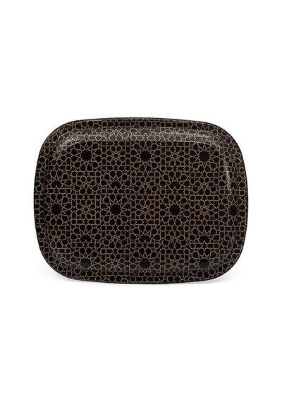 Trellis Desenli Bombeli Metal Tepsi, 23 X 30 Cm