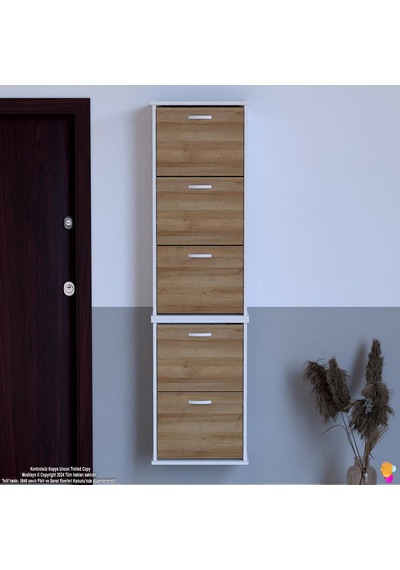 Eliusta Porta 10 Bölmeli Ayakkabılık Meşe 52 Cm Genişlikte 52x193x26 Cm Duvara Monte Ayakkabılık Meşe Eliusta Porta 10 Bölmeli Ayakkabılık Meşe 52 Cm Genişlikte 52x193x26 Cm Duvara Monte Ayakkabılık Meşe