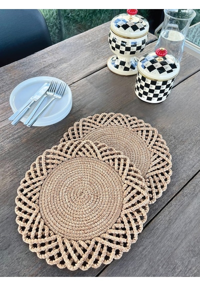 2'li Set Hasır Görünümlü Amerikan Servis-leke Tutmaz Natural 33 Cm Natural