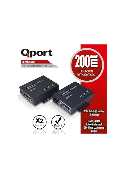 Qport Q-Vex200 200 Metre Vga Extender 2Li Paket (534363200)