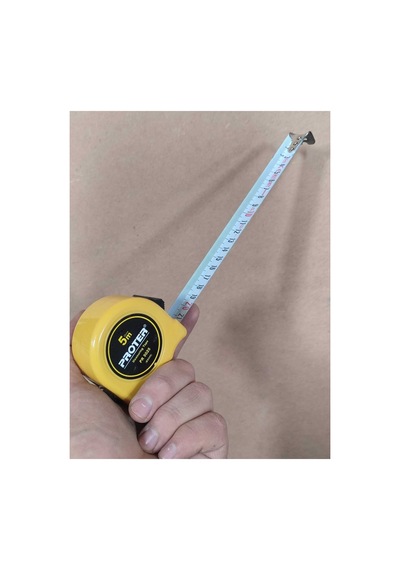 5 Metre X 25 Mm Sert Abs Plastik Metal Şerit Metre Sarı Renk Fren Düğmeli Silikon Kuşaklı 5 M