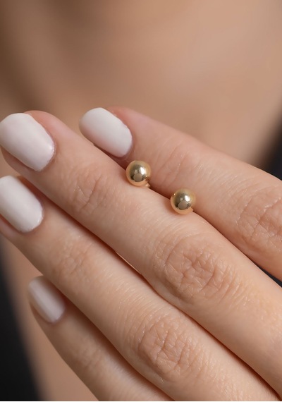 14 Ayar Altın Sade Top Küpe 5 Mm Sarı Altın