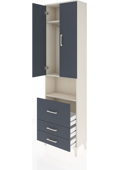 Arges Dolap 3 Raflı 3 Çekmeceli Tek Askılı 60x30x221 Aytaşı-antrasit Aytası