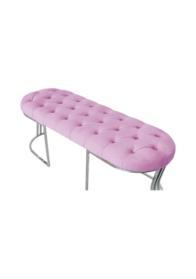 VİEGO SILVER PEMBE-Kapitoneli Model Puf&Bench&Koltuk-Oturak-Uzun Makyaj Puff-Yatak Odası Ucu&Önü