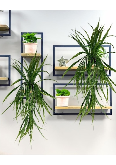 Yapay Çiçek Saksıda Sarkan Yeşil Kıvrımlı Saz 70Cm