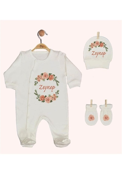 Pia Baby Gl 1946-02 İsme Özel Beşli Tulum Set Krem
