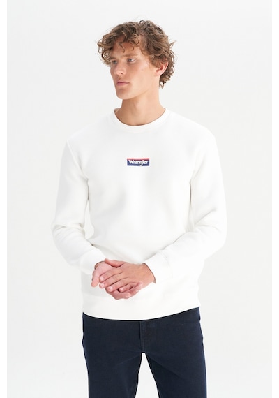 Wrangler Pamuklu Regular Fit Normal Kesim Bisiklet Yaka Logo Detaylı Sweatshirt Beyaz