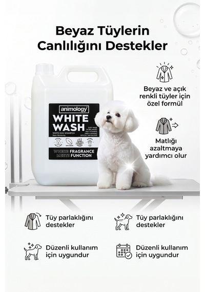 Animology White Wash Beyaz Tüylü Köpeklere Özel 20:1 Konsantre Köpek Şampuanı 5 Lt