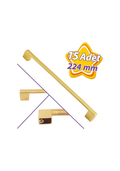 15 Adet Marmara Kulp 224 Mm Altın Mutfak Kulpu Çekmece Dolap Kapak Kulbu Metal Mobilya Dolabı Kulpları