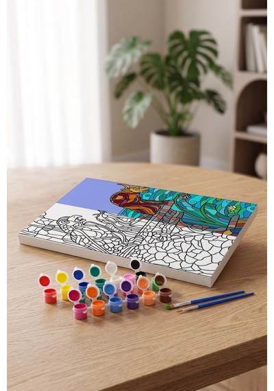 Mitolojik Figürler Desenli Mandala Tuval Boyama Seti 40x50 Cm