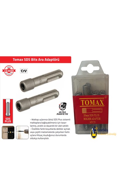 Tomax 10 X 55 Mm Sds Bits Ara Adaptörü 8 Adet