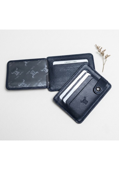Passtell %100 Hakiki Deri Trend Model Minimalist Unisex Kredi Kartlık Ve Cüzdan Ebatlar 11,5 Cm /8,5 Cm Lacivert