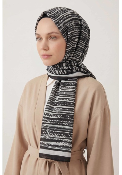 Silk Home Şerit Desen Siyah 75x195 Soft Şal Çok Renkli