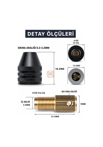 Mini Mandren Seti 0.3-3.2mm 5mm Motor Mili Uyumlu Mikro Delme