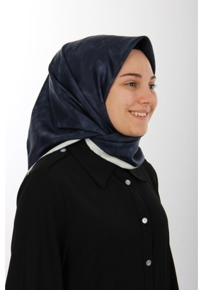 Lacivert Aker Ipek Krep Saten Eşarp 7208701-322/3421070102024
