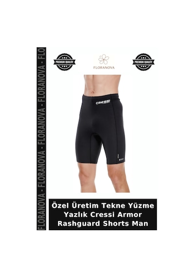Floranova Özel Üretim Tekne Yüzme Yazlık Cressi Armor Rashguard Shorts Man Siyah