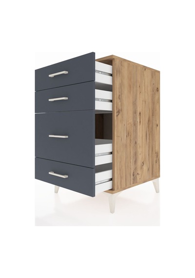 Kronos Komodin 4 Çekmeceli 60x59x96 Çam-antrasit Atlas Çam