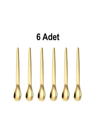 201 Çelik 6 Adet Gold Mat 12,5 Cm Klasik Çay Kaşığı Cin941sr-6 Altın