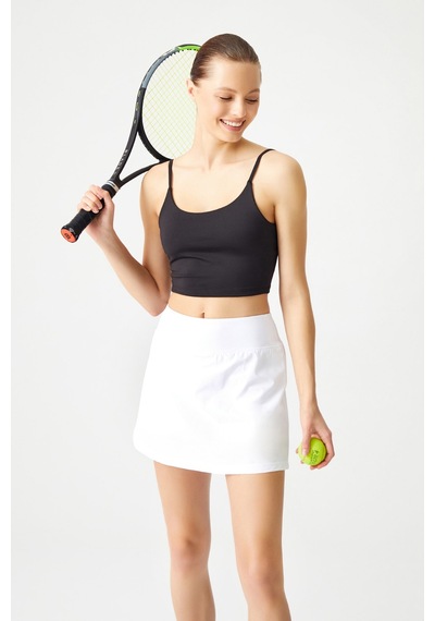 Los Ojos Beyaz 2 Katmanlı Tenis Eteği - Şort Etek - Spor Etek Tennis Skirt Beyaz