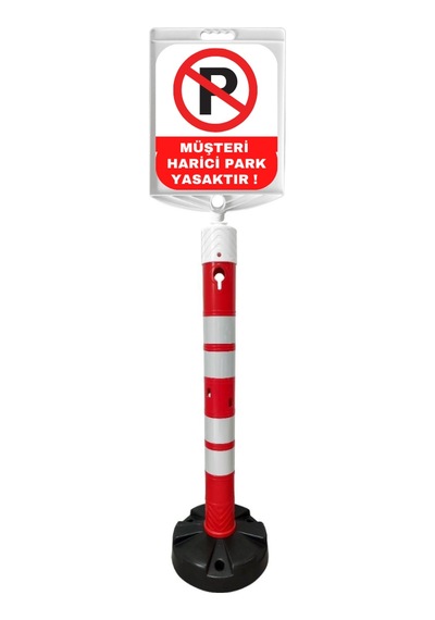 Levhalı Uyarı Dikmesi Seti 120 Cm - Kauçuk Tabanlı-set1