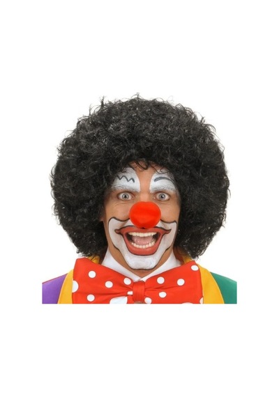 Siyah Renk Kıvırcık Afro Bonus Peruk Saç Ve Kırmızı Sünger Burun Seti Lisinya
