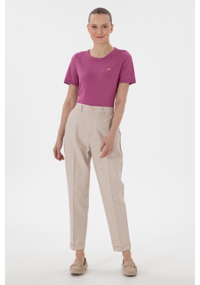 U.S. Polo Assn. Kadın Kum Çizgili Keten Karışımlı Carrot Fit Kanvas Pantolon 50309090-VR085 U.S. Polo Assn. Kadın Kum Çizgili Keten Karışımlı Carrot Fit Kanvas Pantolon 50309090-VR085