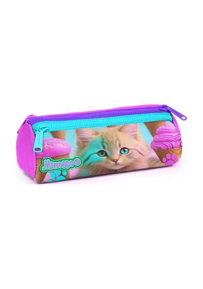 Minosso Kedi Figürlü Kız Çocuk İlkokul Kalem Çantası 6001 Çok Renkli