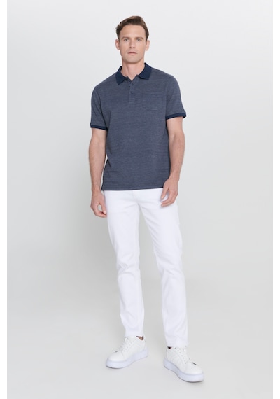 AC&Co / Altınyıldız Classics Erkek Beyaz 360 Derece Her Yöne Esneyen Slim Fit Dar Kesim Diyagonal Desenli Pantolon Çok Renkli